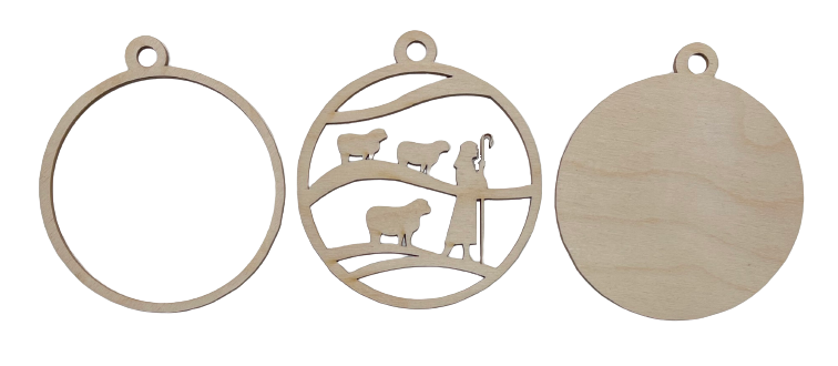 3D Ornament Nativity 3 Pieces Laser Cut Out Unfinished ORN22 3D Ornament Nativity 3 Pieces Laser Cut Out Unfinished ORN22