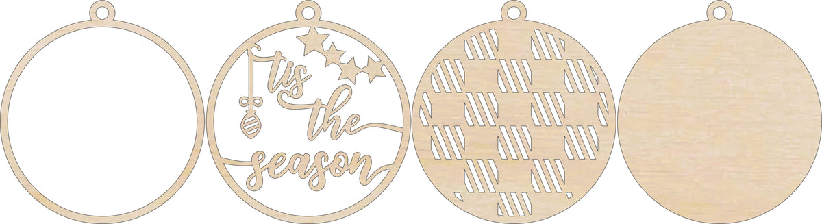 3D Ornament Tis the Season 4 Pieces Laser Cut Out Unfinished ORN256 3D Ornament Tis the Season 4 Pieces Laser Cut Out Unfinished ORN256