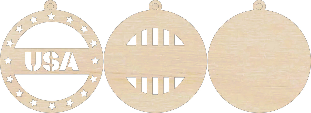 3D Ornament Independence Day 3 Pieces Laser Cut Out Unfinished ORN259 3D Ornament Independence Day 3 Pieces Laser Cut Out Unfinished ORN259