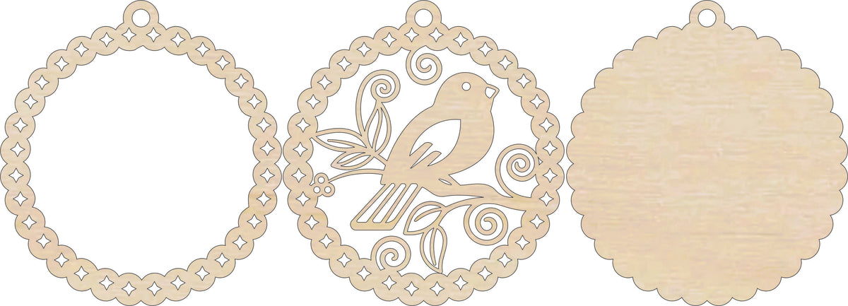 3D Ornament Bird 3 Pieces Laser Cut Out Unfinished ORN264 3D Ornament Bird 3 Pieces Laser Cut Out Unfinished ORN264