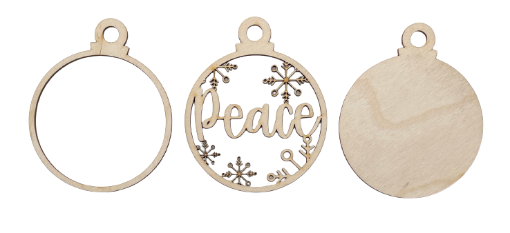 3D Ornament Peace 3 Pieces Laser Cut Out Unfinished ORN36 3D Ornament Peace 3 Pieces Laser Cut Out Unfinished ORN36