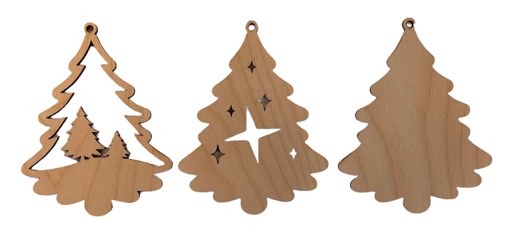 3D Ornament Tree 3 Pieces Laser Cut Out Unfinished ORN55 3D Ornament Tree 3 Pieces Laser Cut Out Unfinished ORN55