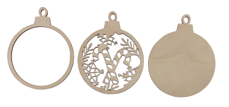 3D Ornament Candy Cane 3 Pieces Laser Cut Out Unfinished ORN133 3D Ornament Candy Cane 3 Pieces Laser Cut Out Unfinished ORN133