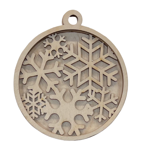 3D Ornament Snowflake 3 Pieces Laser Cut Out Unfinished ORN56