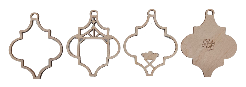 3D Ornament Nativity 4 Pieces Laser Cut Out Unfinished ORN5 3D Ornament Nativity 4 Pieces Laser Cut Out Unfinished ORN5