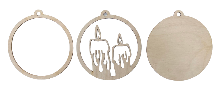 3D Ornament Candle 3 Pieces Laser Cut Out Unfinished ORN61 3D Ornament Candle 3 Pieces Laser Cut Out Unfinished ORN61