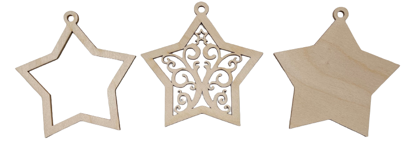 3D Ornament Star 3 Pieces Laser Cut Out Unfinished ORN6 3D Ornament Star 3 Pieces Laser Cut Out Unfinished ORN6
