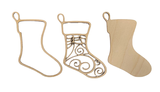 3D Ornament Stocking 3 Pieces Laser Cut Out Unfinished ORN86 3D Ornament Stocking 3 Pieces Laser Cut Out Unfinished ORN86