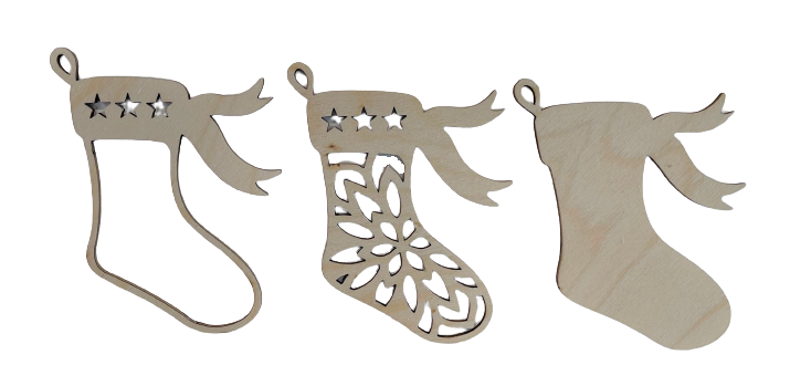 3D Ornament Stocking 3 Pieces Laser Cut Out Unfinished ORN87 3D Ornament Stocking 3 Pieces Laser Cut Out Unfinished ORN87