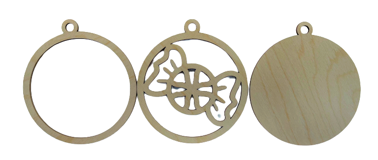 3D Ornament Candy 3 Pieces Laser Cut Out Unfinished ORN95 3D Ornament Candy 3 Pieces Laser Cut Out Unfinished ORN95