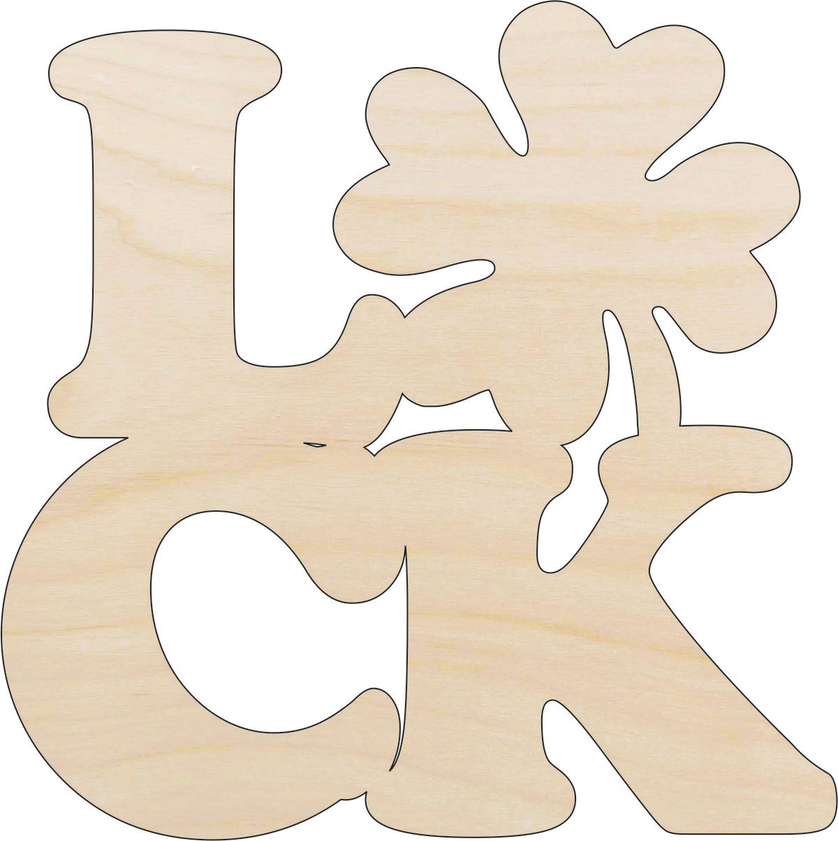 Word Luck Clover - Laser Cut Out Unfinished Wood Craft Shape PAT5 Word Luck Clover - Laser Cut Out Unfinished Wood Craft Shape PAT5