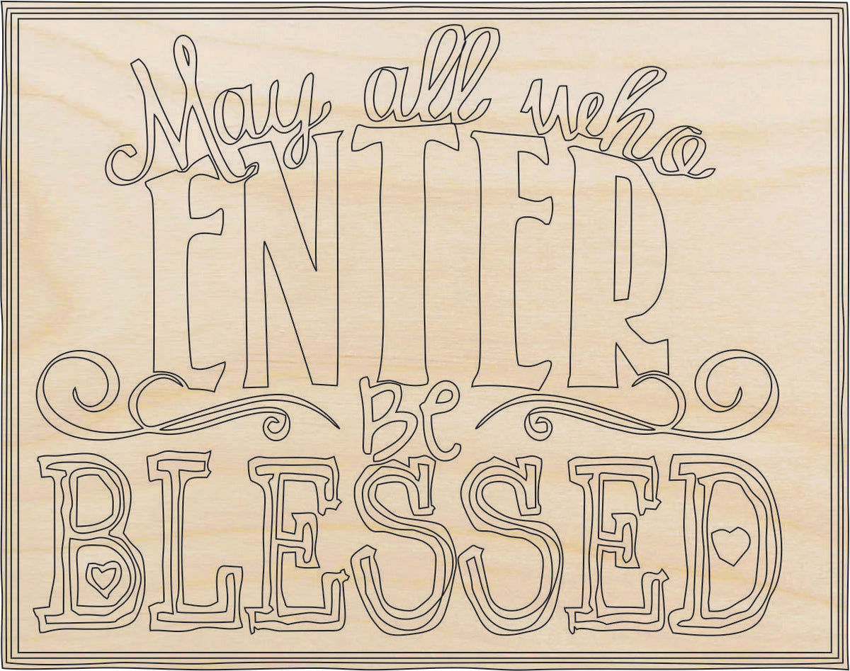 Sign Blessed - Laser Cut Out Unfinished Wood Craft Shape SGN110 Sign Blessed - Laser Cut Out Unfinished Wood Craft Shape SGN110