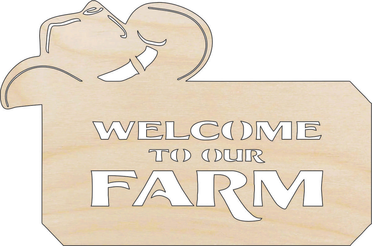 Sign Welcome Farm- Laser Cut Out Unfinished Wood Craft Shape SGN71 Sign Welcome Farm- Laser Cut Out Unfinished Wood Craft Shape SGN71