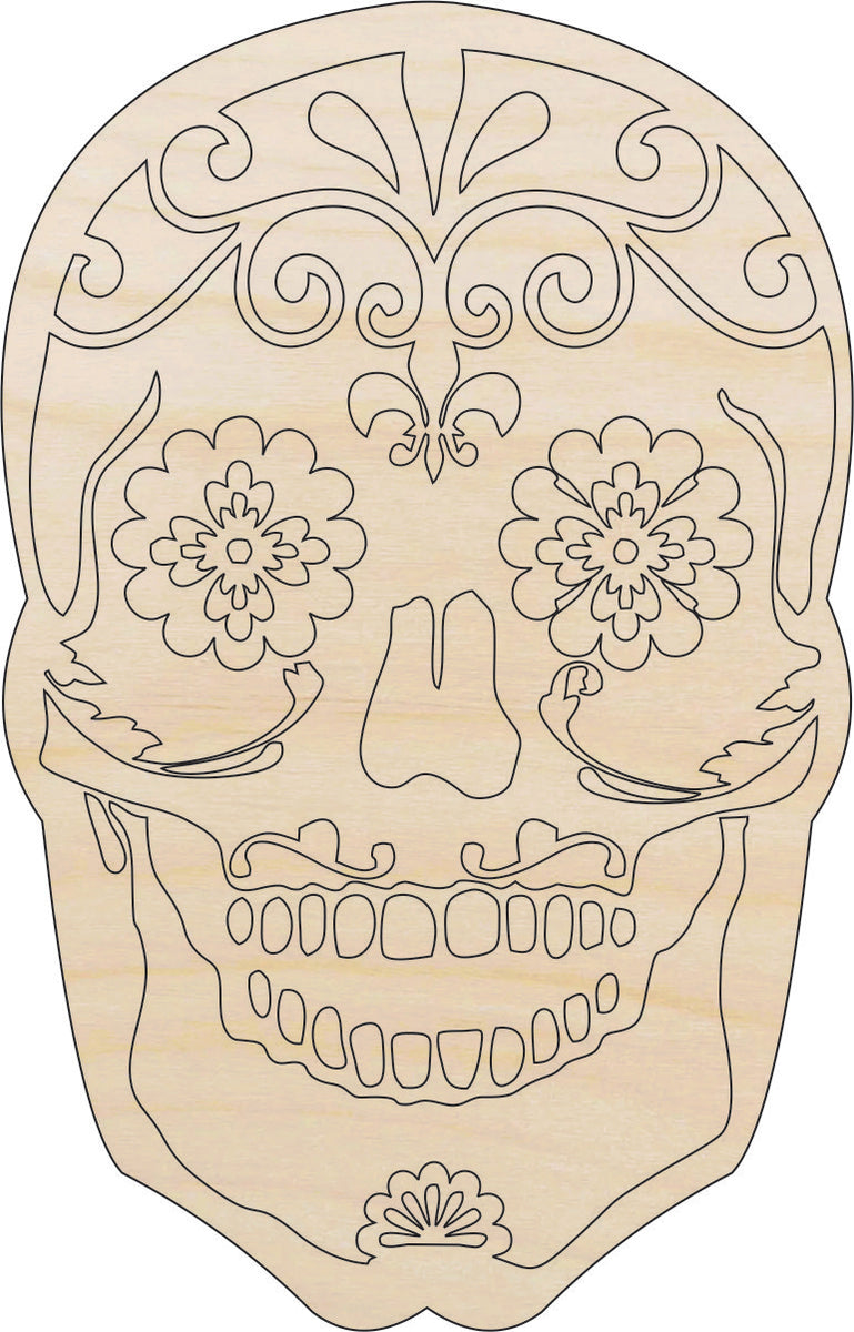 Skull - Laser Cut Out Unfinished Wood Craft Shape SKL6 Skull - Laser Cut Out Unfinished Wood Craft Shape SKL6