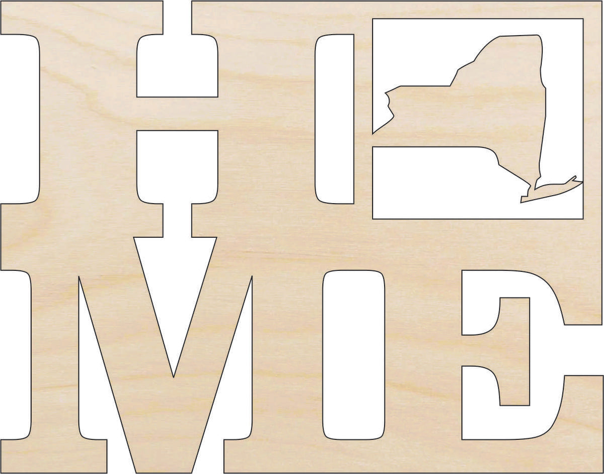 State New York Home - Laser Cut Out Unfinished Wood Craft Shape STAT24