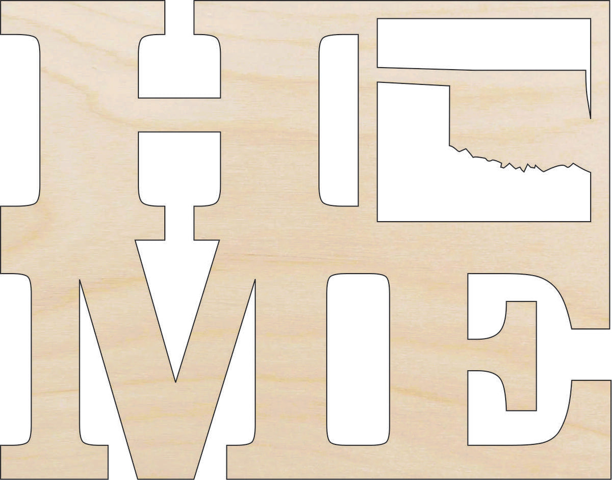 State Oklahoma Home - Laser Cut Out Unfinished Wood Craft Shape STAT27 State Oklahoma Home - Laser Cut Out Unfinished Wood Craft Shape STAT27