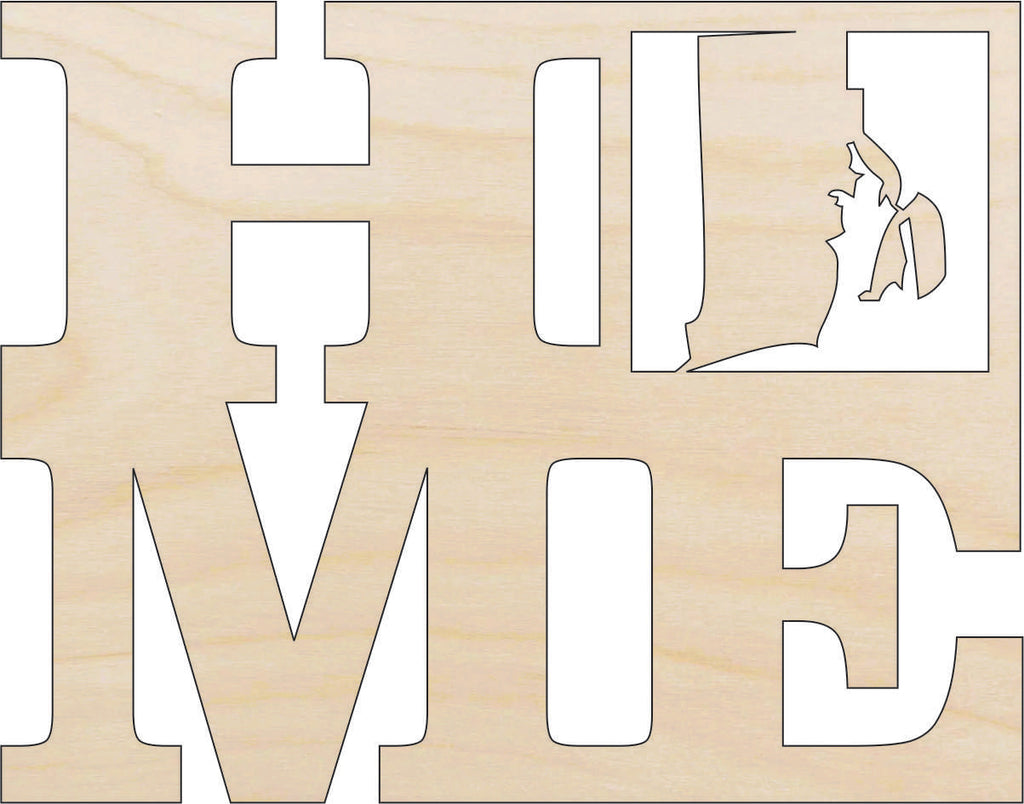 State Rhode Island Home - Laser Cut Out Unfinished Wood Craft Shape STAT29