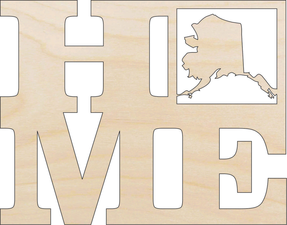 State Alaska Home - Laser Cut Out Unfinished Wood Craft Shape STAT2 State Alaska Home - Laser Cut Out Unfinished Wood Craft Shape STAT2