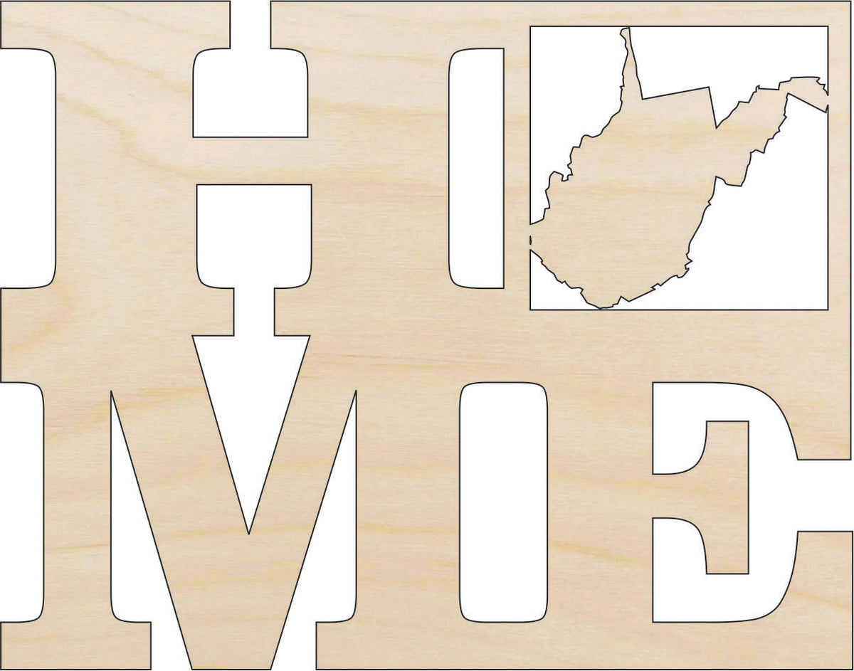 State West Virginia Home - Laser Cut Out Unfinished Wood Craft Shape STAT34 State West Virginia Home - Laser Cut Out Unfinished Wood Craft Shape STAT34