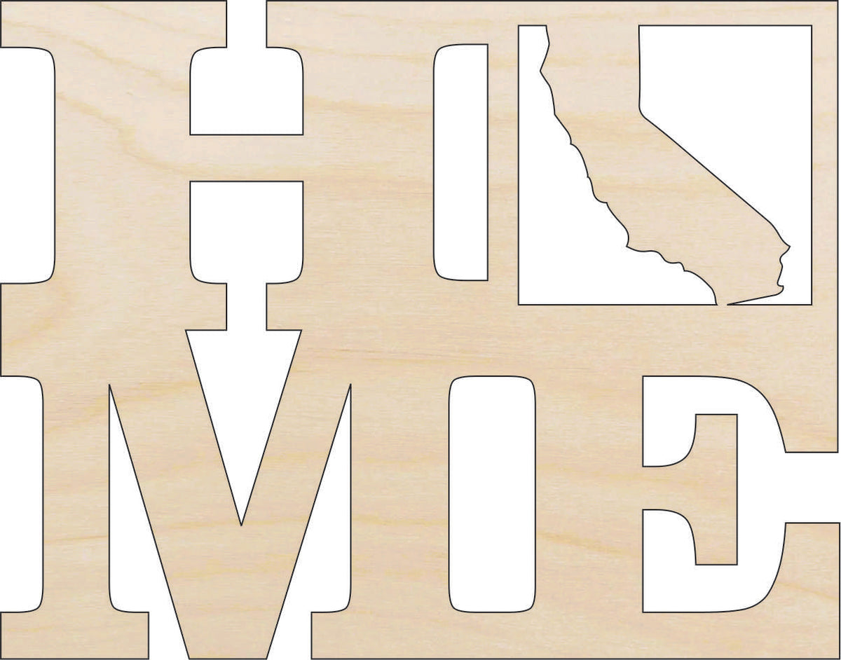 State California Home - Laser Cut Out Unfinished Wood Craft Shape STAT4 State California Home - Laser Cut Out Unfinished Wood Craft Shape STAT4