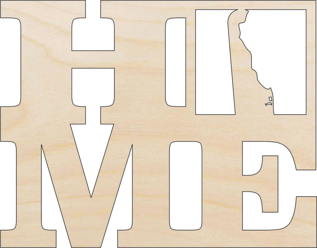 State Delaware Home - Laser Cut Out Unfinished Wood Craft Shape STAT7 State Delaware Home - Laser Cut Out Unfinished Wood Craft Shape STAT7