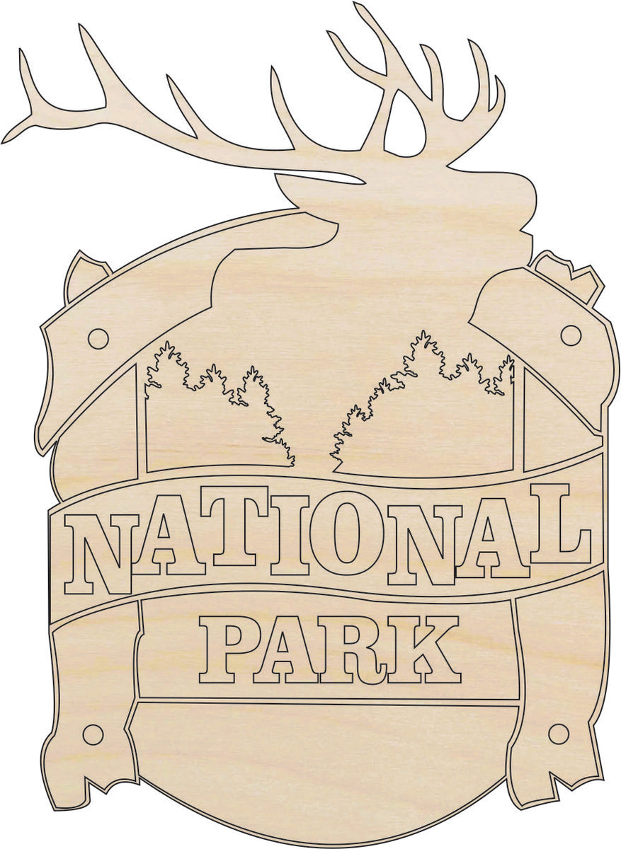 Sign National Park - Laser Cut Out Unfinished Wood Craft Shape TRP56 Sign National Park - Laser Cut Out Unfinished Wood Craft Shape TRP56