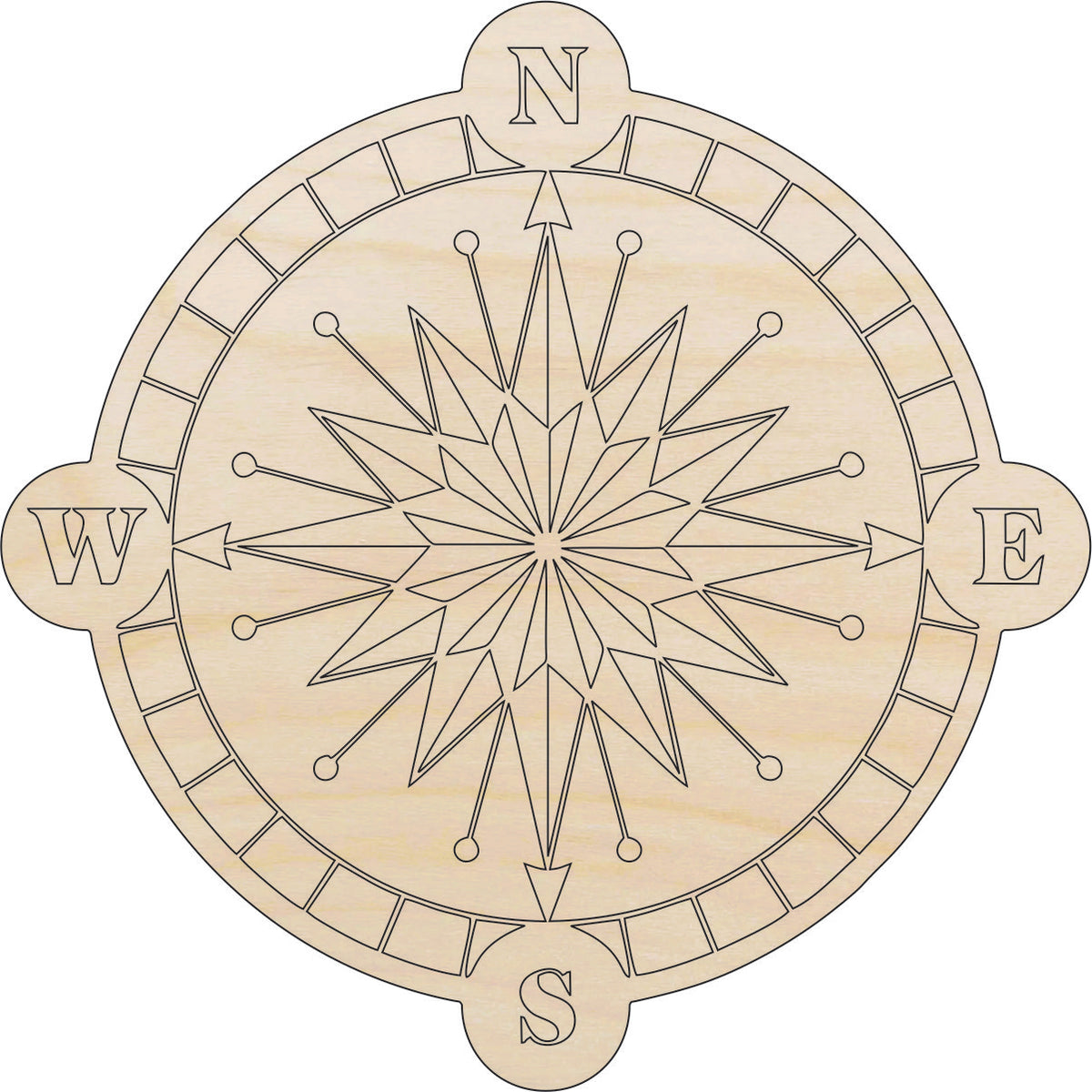 Compass - Laser Cut Out Unfinished Wood Craft Shape TRP68 Compass - Laser Cut Out Unfinished Wood Craft Shape TRP68