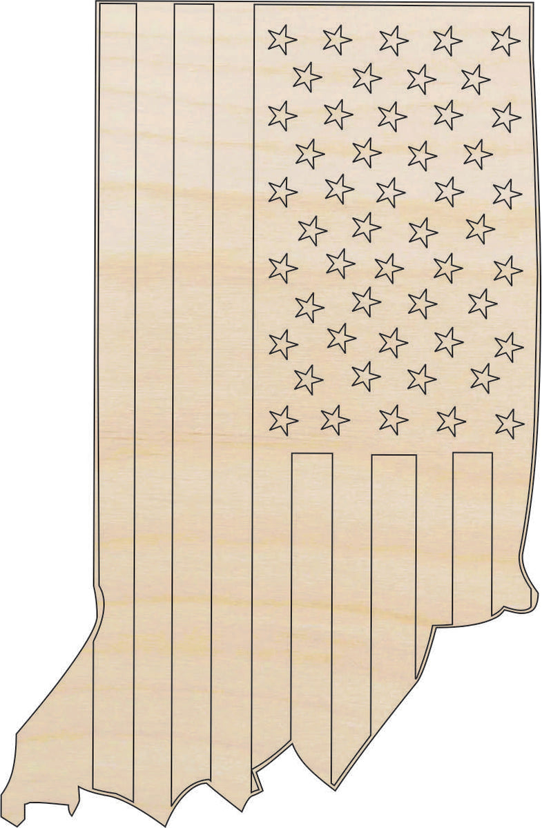 State Indiana - Laser Cut Out Unfinished Wood Craft Shape USA10 State Indiana - Laser Cut Out Unfinished Wood Craft Shape USA10