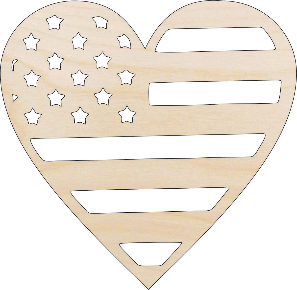 Flag American Heart - Laser Cut Out Unfinished Wood Craft Shape USA26 Flag American Heart - Laser Cut Out Unfinished Wood Craft Shape USA26