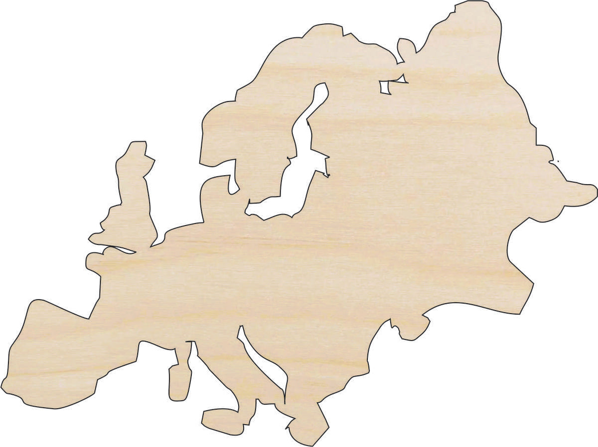 Continent Europe - Laser Cut Out Unfinished Wood Craft Shape WLD5 Continent Europe - Laser Cut Out Unfinished Wood Craft Shape WLD5