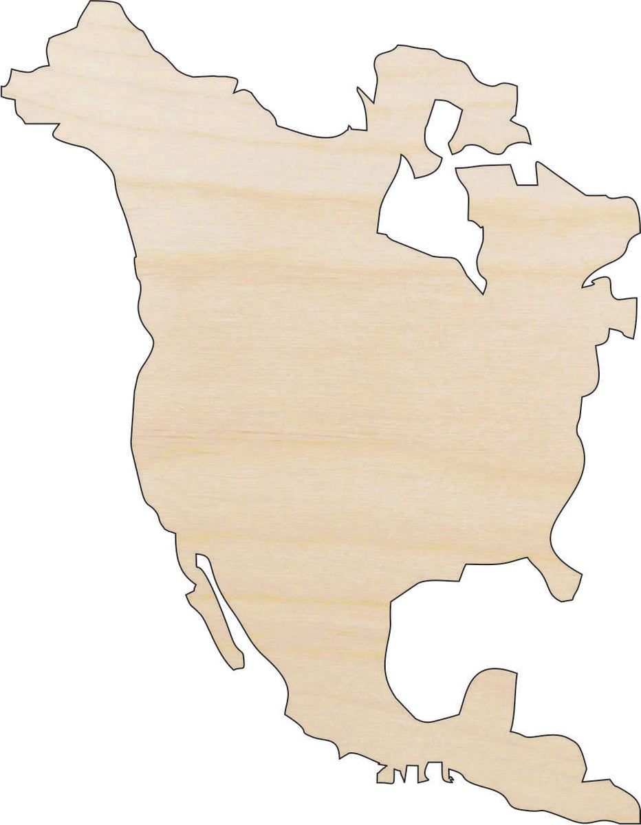 Continent North America - Laser Cut Out Unfinished Wood Craft Shape WLD6 Continent North America - Laser Cut Out Unfinished Wood Craft Shape WLD6