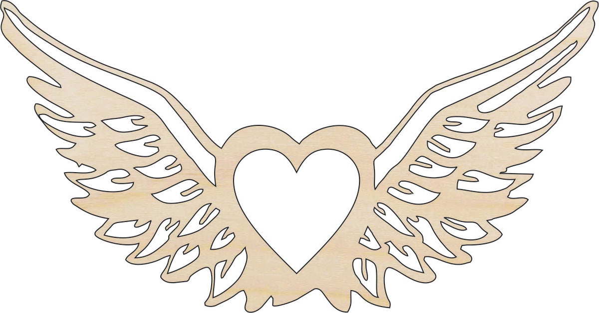 Wing - Laser Cut Out Unfinished Wood Craft Shape WNG4 Wing - Laser Cut Out Unfinished Wood Craft Shape WNG4
