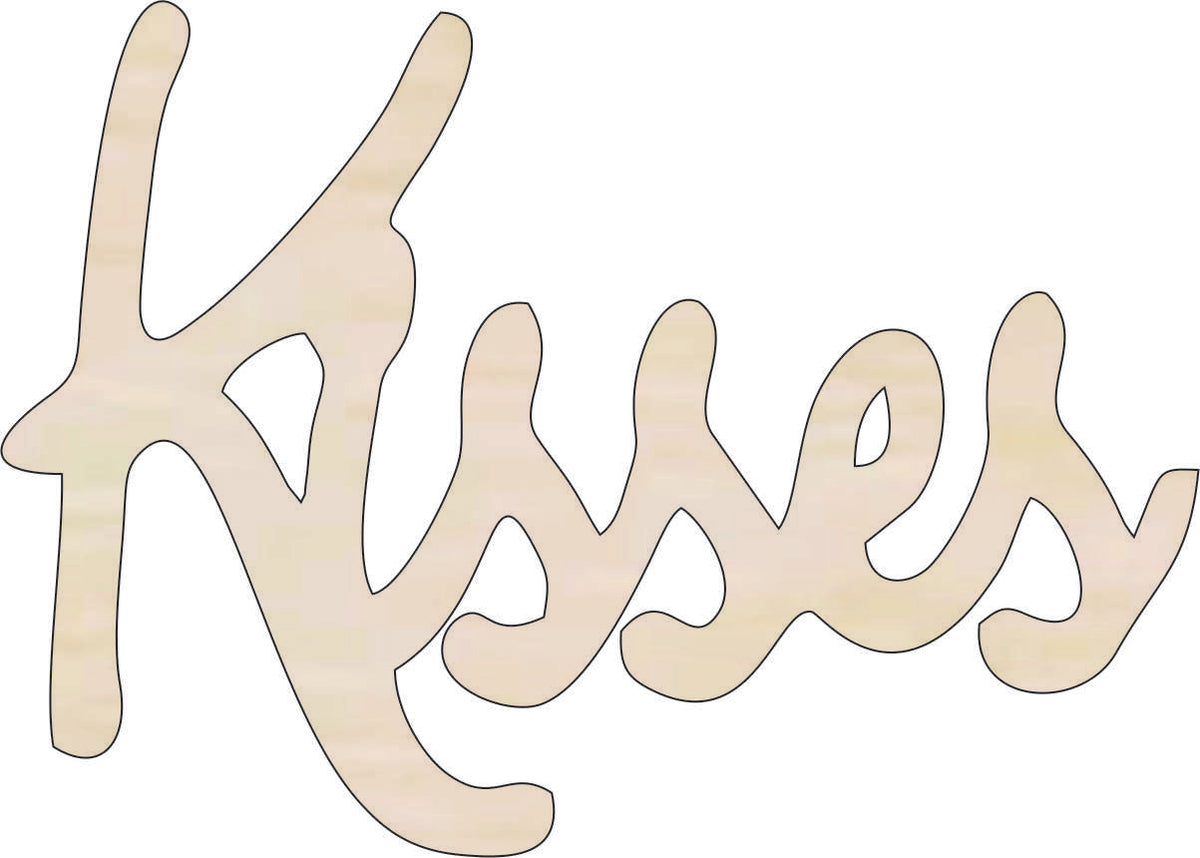 Word Kisses - Laser Cut Out Unfinished Wood Craft Shape WRD111 Word Kisses - Laser Cut Out Unfinished Wood Craft Shape WRD111