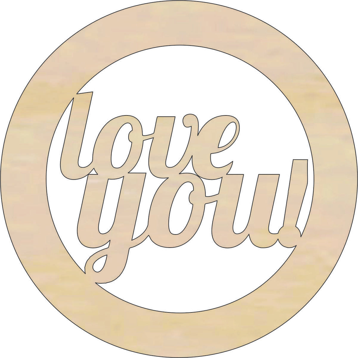 Word Love You - Laser Cut Out Unfinished Wood Craft Shape WRD130 Word Love You - Laser Cut Out Unfinished Wood Craft Shape WRD130
