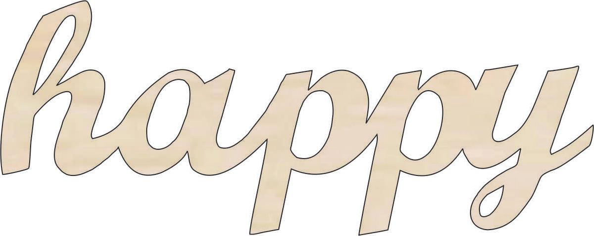 Word Happy - Laser Cut Out Unfinished Wood Craft Shape WRD48 Word Happy - Laser Cut Out Unfinished Wood Craft Shape WRD48