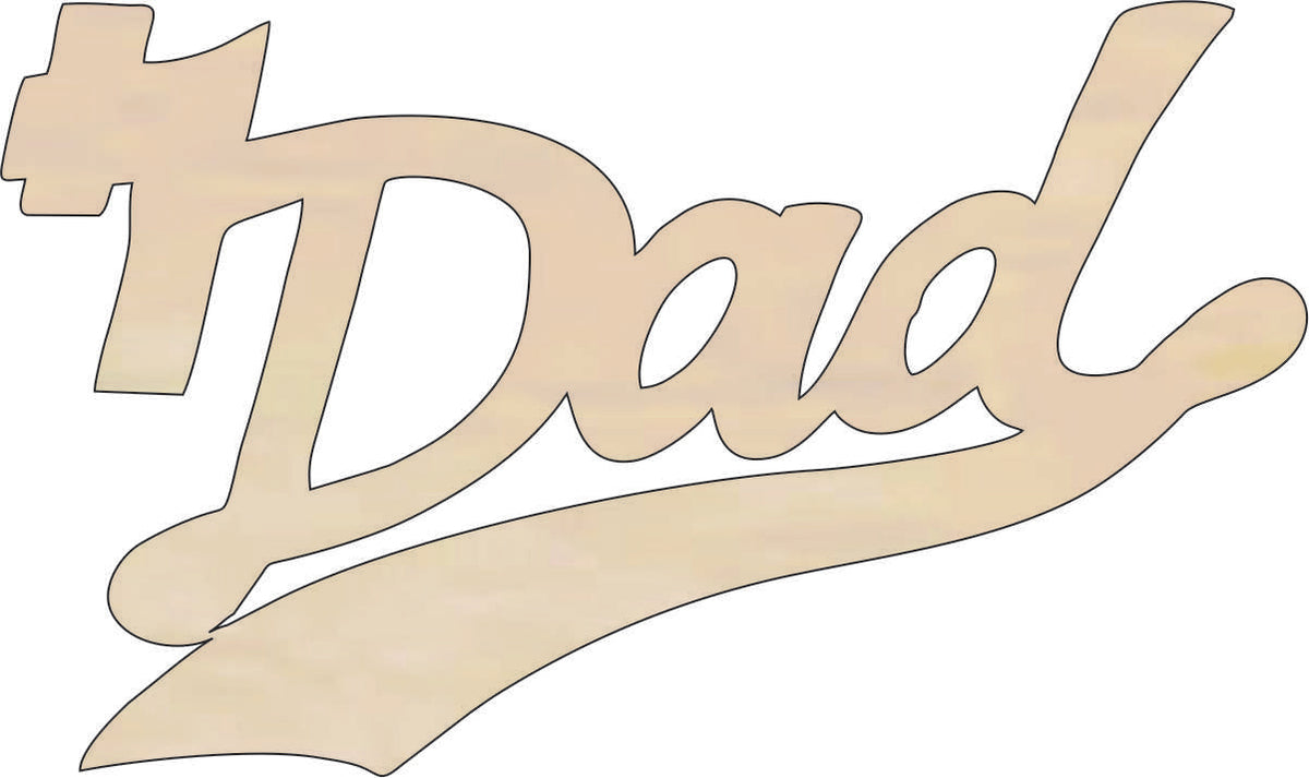 Word #1 Dad - Laser Cut Out Unfinished Wood Craft Shape WRD73 Word #1 Dad - Laser Cut Out Unfinished Wood Craft Shape WRD73