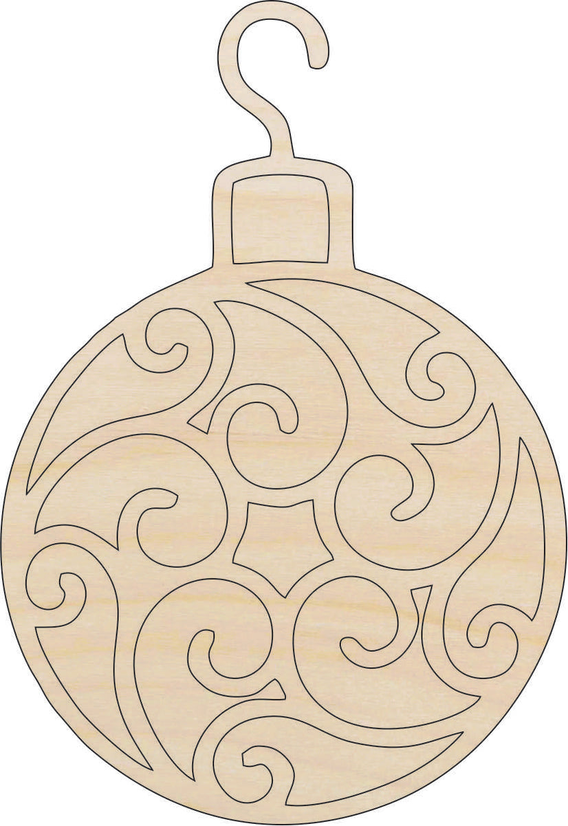Bauble - Laser Cut Out Unfinished Wood Craft Shape XMS21 Bauble - Laser Cut Out Unfinished Wood Craft Shape XMS21
