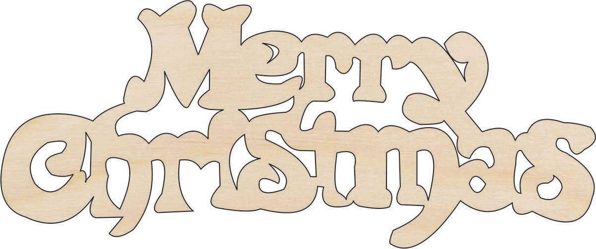 Word Merry Christmas - Laser Cut Out Unfinished Wood Craft Shape XMS45 Word Merry Christmas - Laser Cut Out Unfinished Wood Craft Shape XMS45