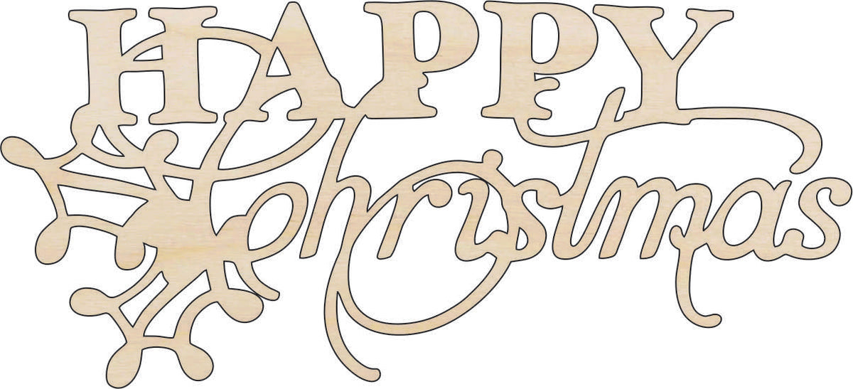 Word Happy Christmas - Laser Cut Out Unfinished Wood Craft Shape XMS86 Word Happy Christmas - Laser Cut Out Unfinished Wood Craft Shape XMS86