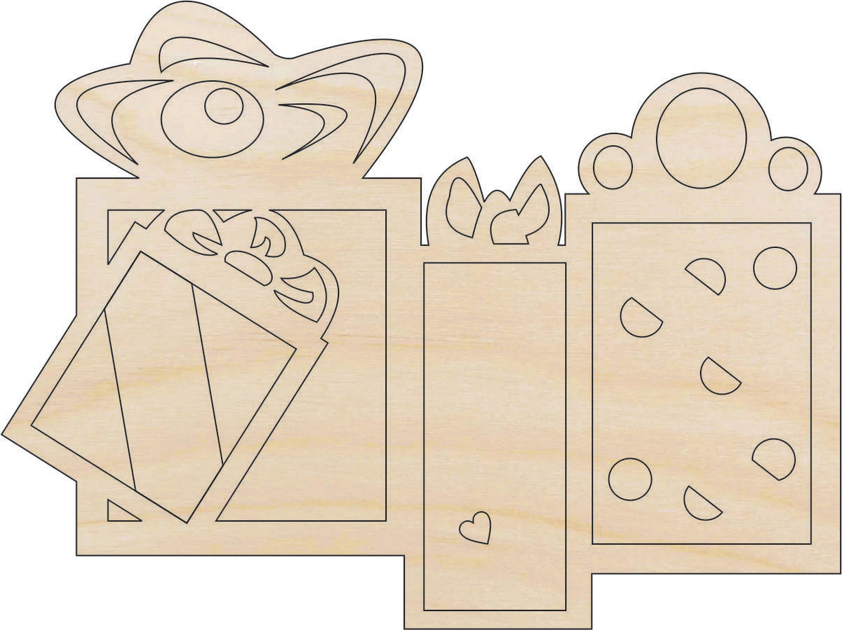 Present - Laser Cut Out Unfinished Wood Craft Shape XTR19 Present - Laser Cut Out Unfinished Wood Craft Shape XTR19