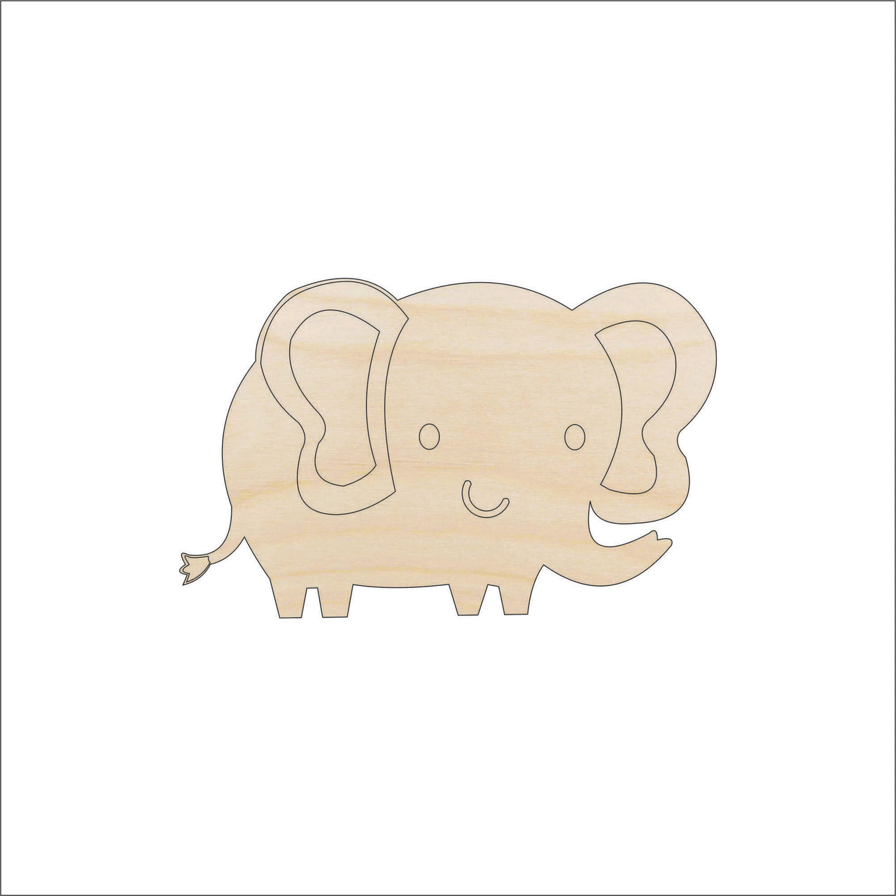 Elephant Wood Craft Shape Laser Cut Baltic Birch Unfinished DIY Wood Art Supplies ELE18 - The Wood Shape Store