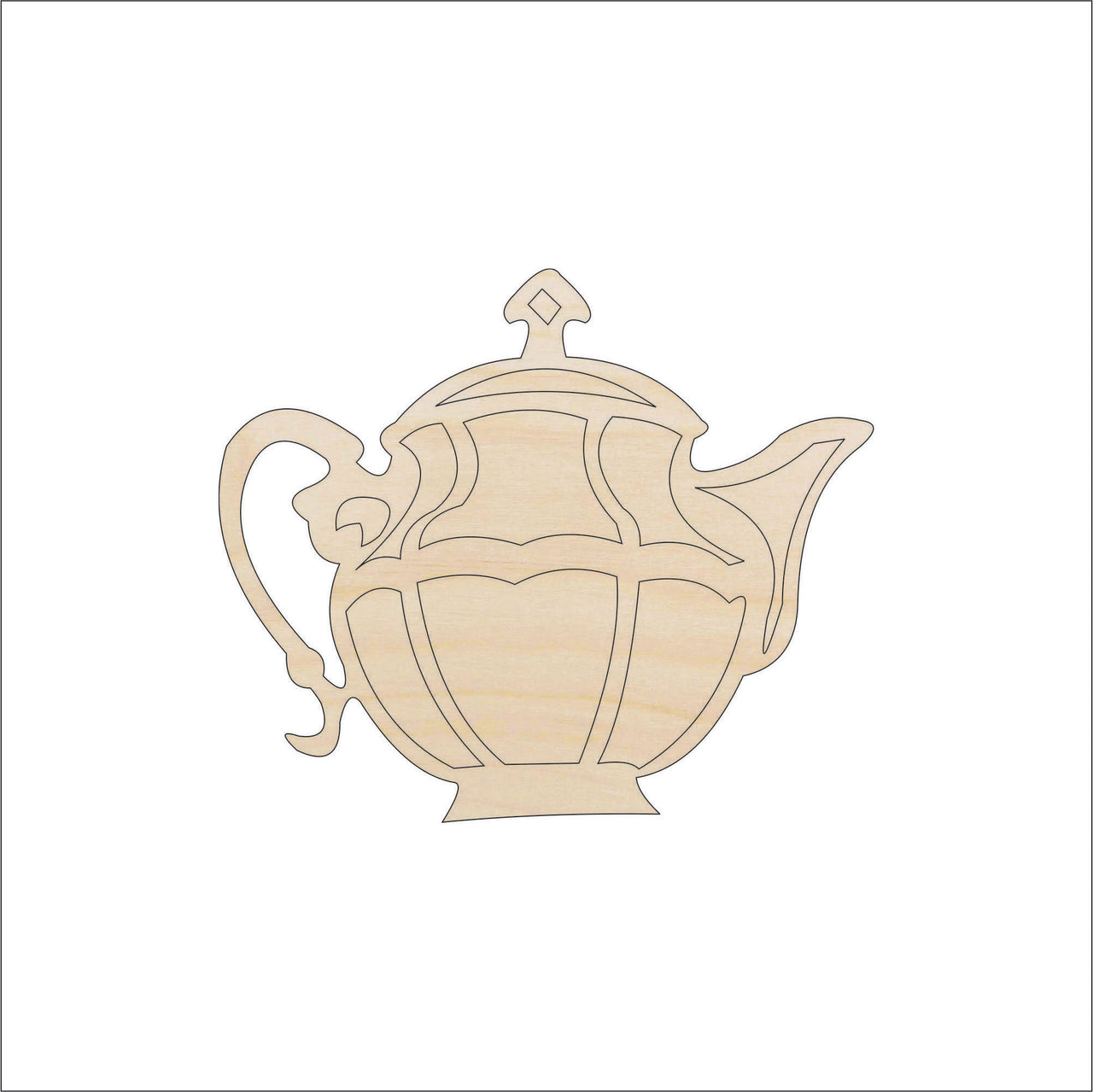 Teapot Wood Craft Shape - Laser Cut Baltic Birch Unfinished DIY Wood Art Supplies FOD207 - The Wood Shape Store