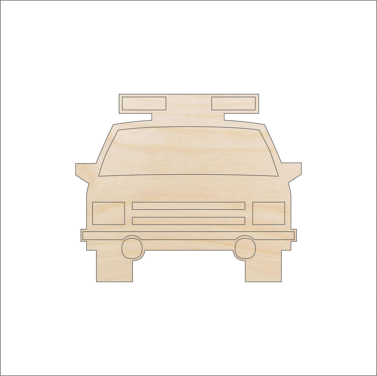 Police Car Wood Craft Shape - Laser Cut Baltic Birch Unfinished DIY Wood Art Supplies CAR6 - The Wood Shape Store