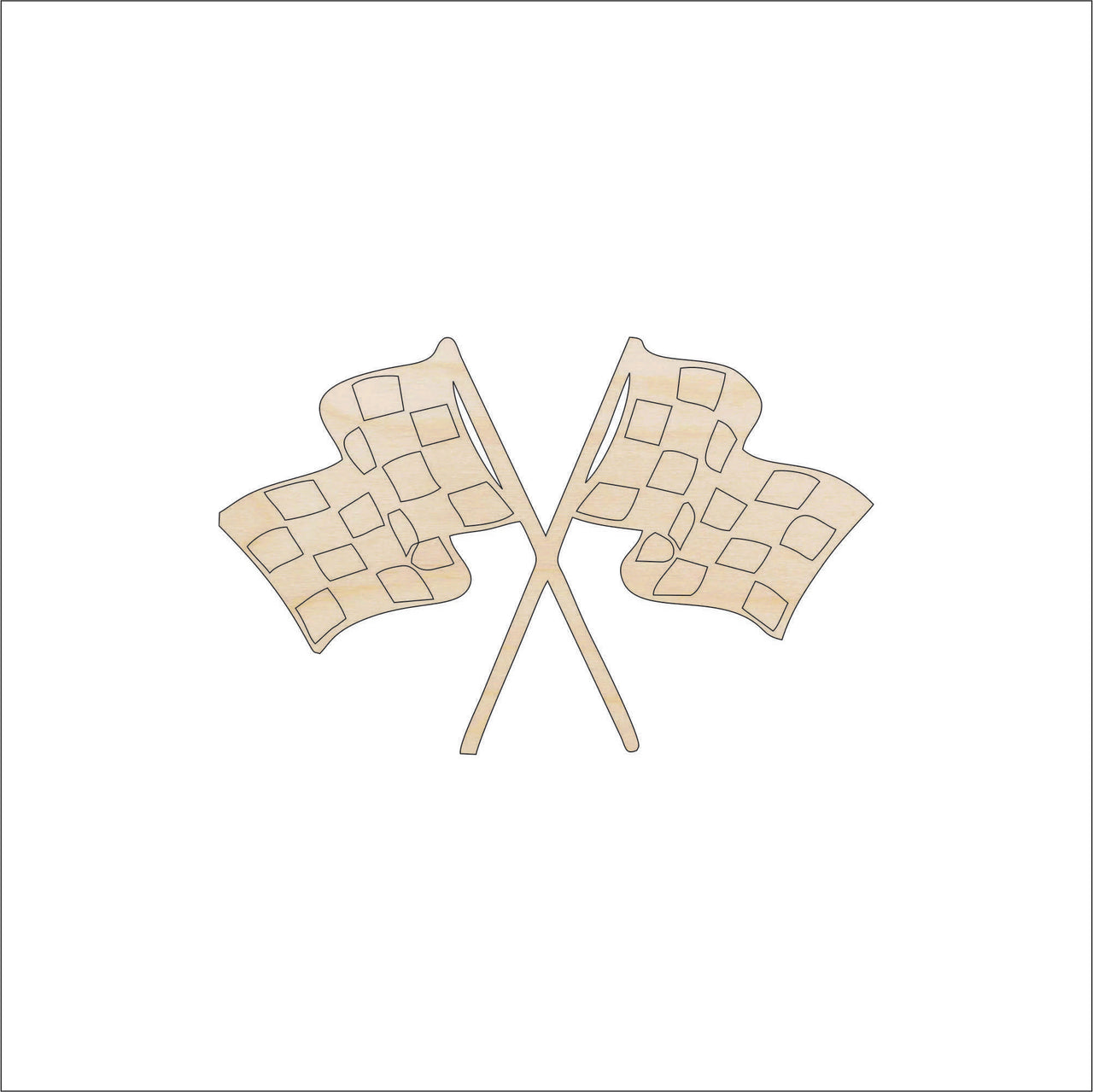 Race Flag Wood Craft Shape - Laser Cut Baltic Birch Unfinished DIY Wood Art Supplies CAR10 - The Wood Shape Store
