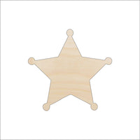 Sheriff Star Wood Craft Shape – Laser Cut Baltic Birch Unfinished DIY Wood Art Supplies BDG16 - The Wood Shape Store
