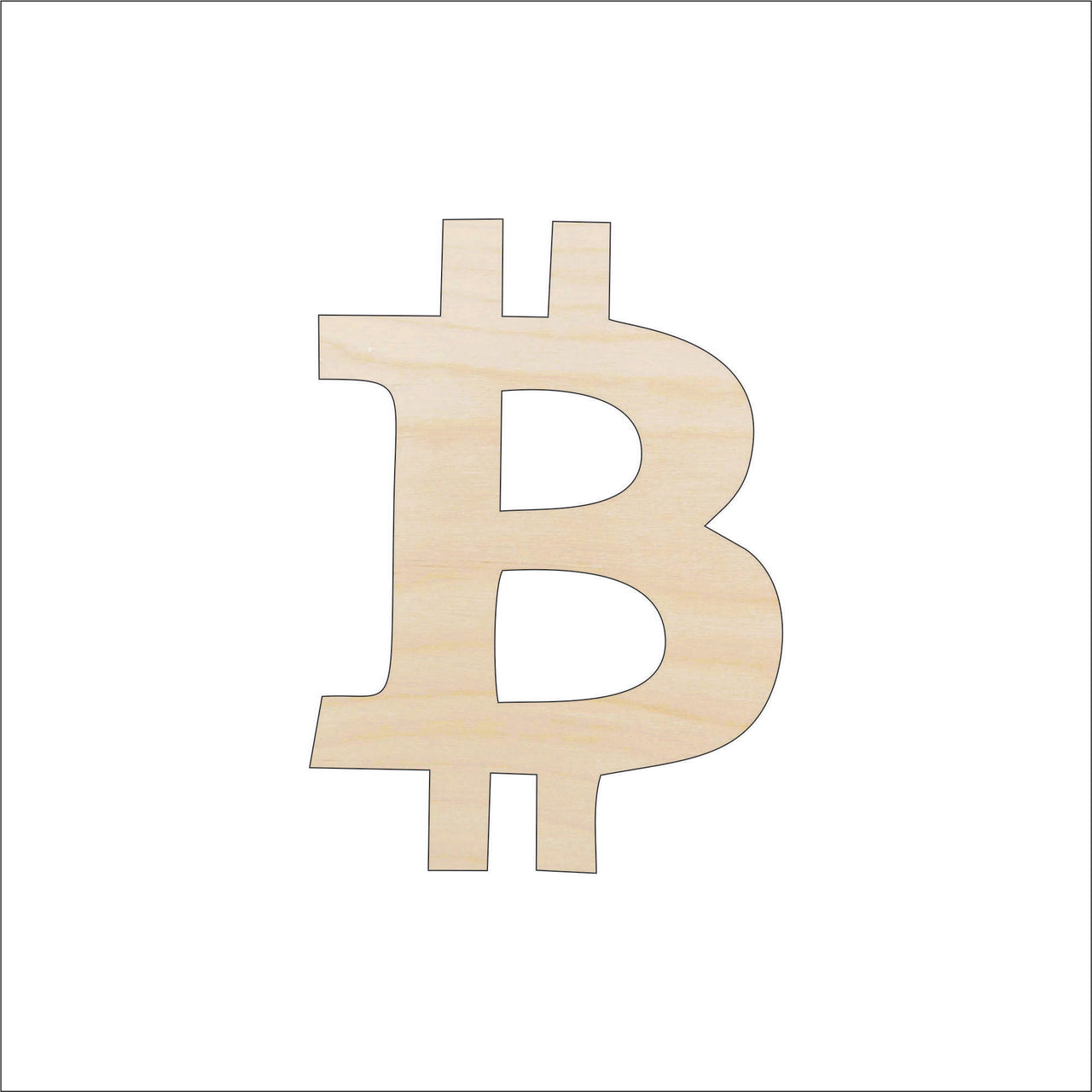 Bitcoin Symbol Wood Craft Shape - Laser Cut Baltic Birch Unfinished DIY Art Supplies MNY5 - The Wood Shape Store