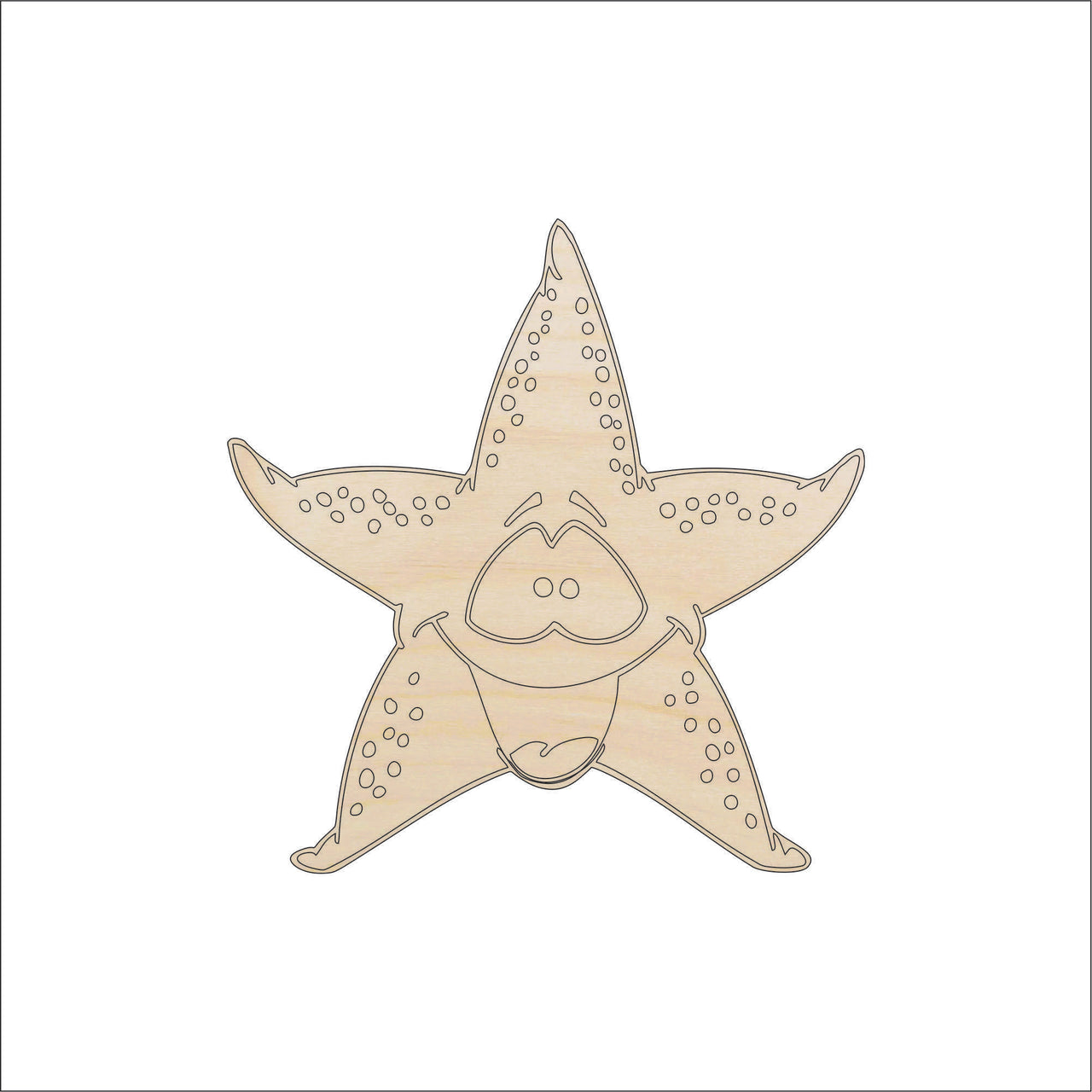 Starfish Wood Craft Shape - Laser Cut Baltic Birch Unfinished DIY Wood Art Supplies SEA71 - The Wood Shape Store