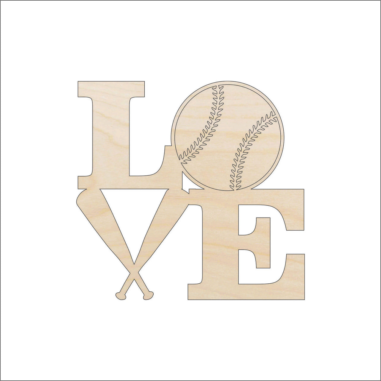 Baseball Word Wood Craft Shape - Laser Cut Baltic Birch Unfinished DIY Wood Art Supplies SPT374 - The Wood Shape Store