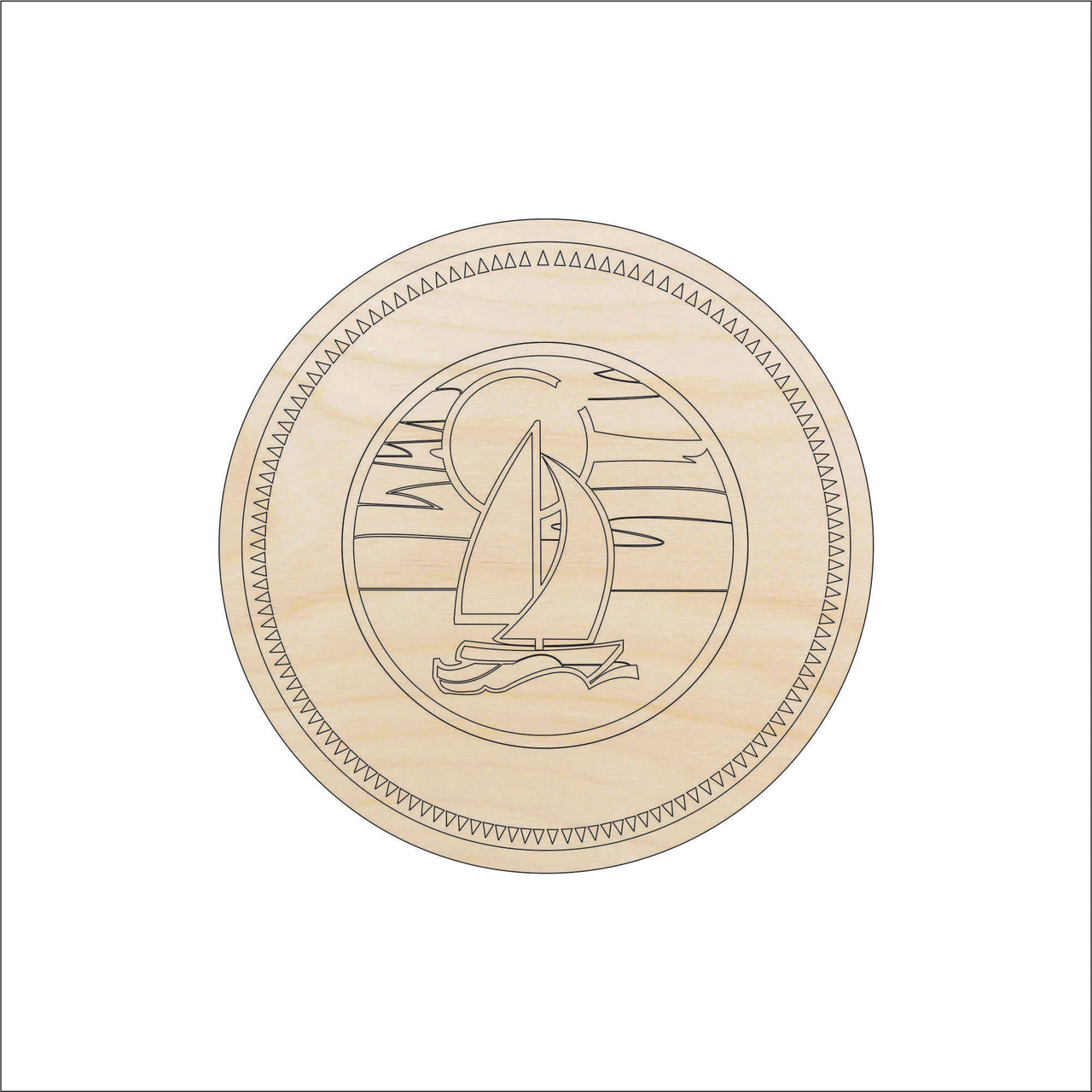 Sailboat Scene Wood Craft Shape - Laser Cut Baltic Birch Unfinished DIY Wood Art Supplies BOT9 - The Wood Shape Store
