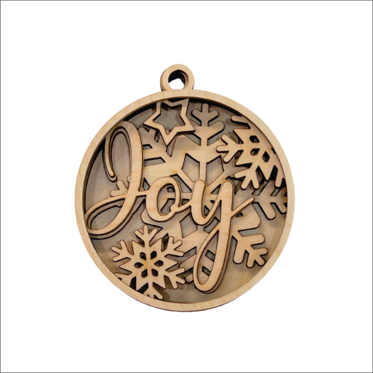 Joy 3D Laser Cut Ornament – Baltic Birch Wood Craft Supplies | DIY Wood Ornament Kit XM65 - The Wood Shape Store